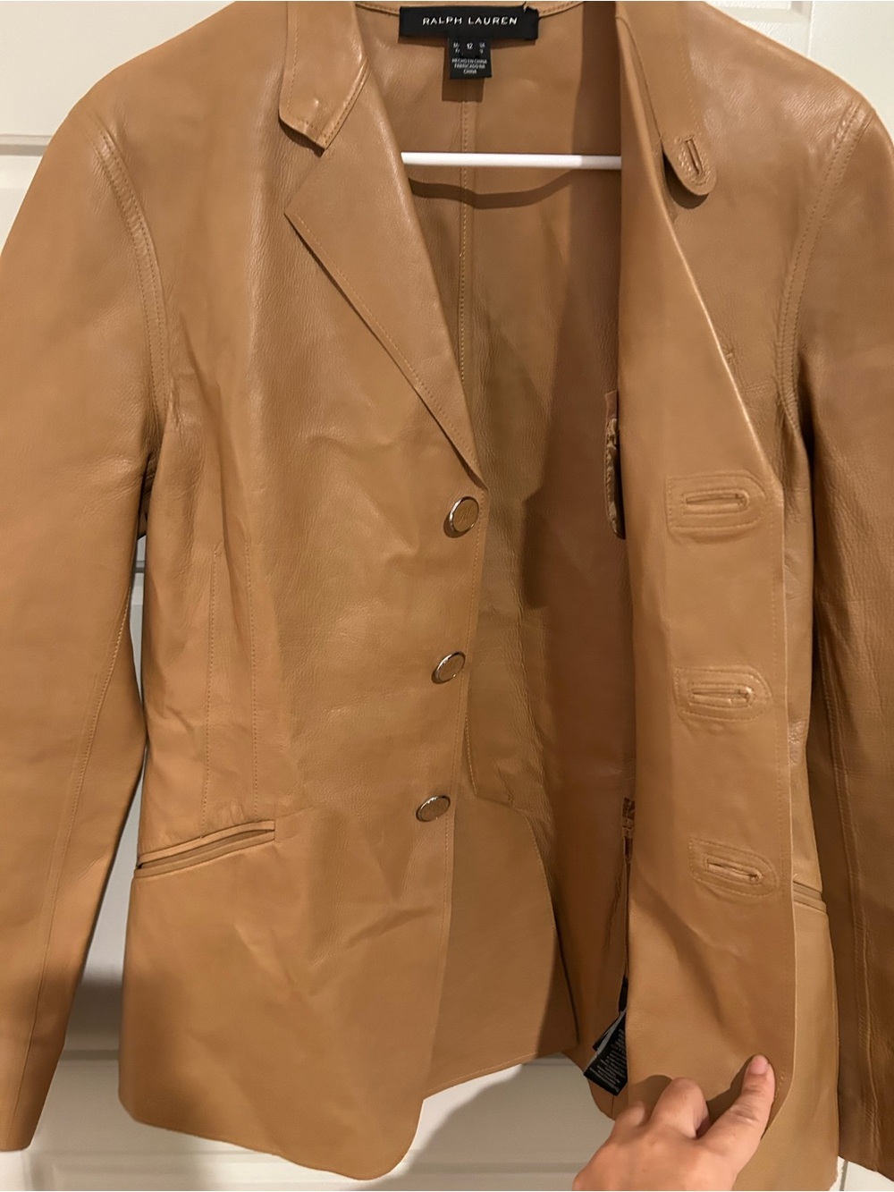 Ralph Lauren Black Label Calfskin Leather Blazer. Size 12